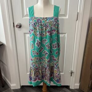 TIBI Women's Midi Dress Size 10 Paisley Print Green Silk Lined Boho Summer
